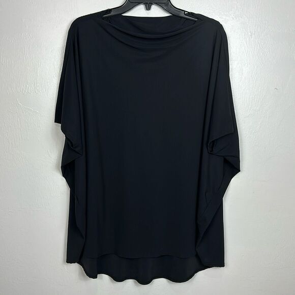 Bryn Walker Satin Black Elbow Length Dolman Sleeve Cowl Neck Top Size S - Picture 1 of 10